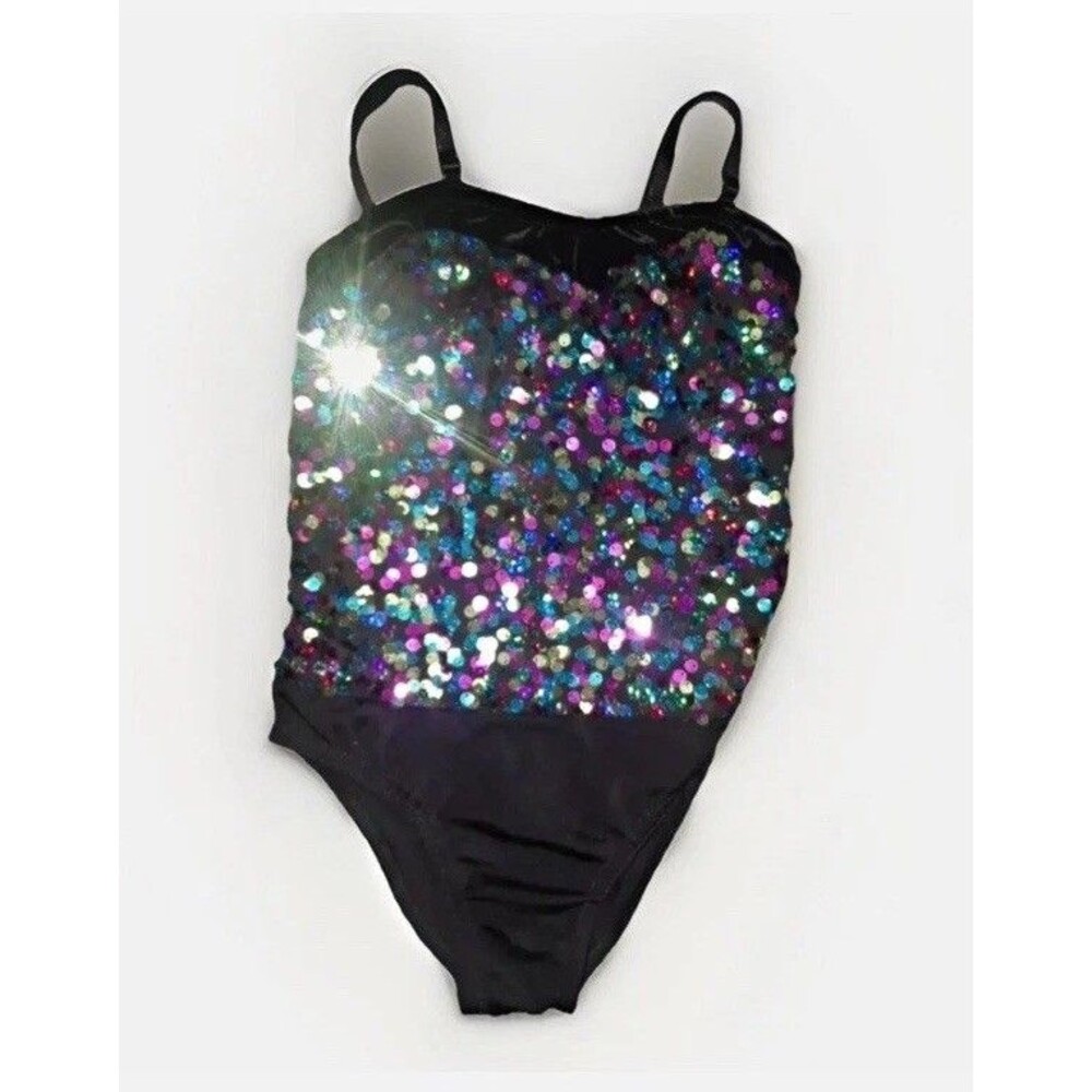 Costume Gallery Sequin Leotard Child S Black Multi Confetti Dance Recital
